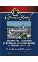 Ancestry and Descendants of the Nassau-Siegen Immigrants to Virginia, 1714-1750