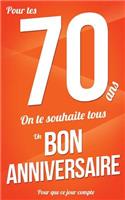 Bon anniversaire - 70 ans: Orange - Carte livre d'or "Pour que ce jour compte" (12,7x20cm)