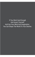 If You Work Hard Enough And Assert Yourself, And Use Your Mind And Imagination, You Can Shape The World To Your Desires.