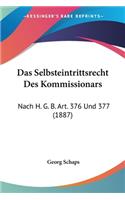 Selbsteintrittsrecht Des Kommissionars