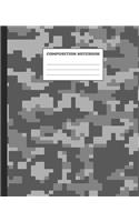 Composition Notebook: College Ruled Lined Notebook For Students 7.5 x 9.25" 110 pages: Gray Pixel Game Camouflage