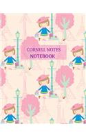 Cornell Notes Notebook: Large (8.5 x 11 inches) Cover 110 pages Paris Theme Eiffel Pink Tower Girl Cute Floral