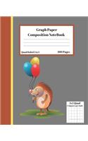 Graph Composition Notebook 5 Squares per inch 5x5 Quad Ruled 5 to 1 100 Sheets: Cute Funny Hedgehog With Ballons Gift Notepad / Grid Squared Paper Back To School Gift Notebook For Math Teens Science Adults Students Programmers n
