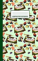 Composition Notebook: Sushi Pattern Cover Design - Wide Ruled - 120 Blank Lined Pages - 8.5" X 11" - Matte Finished Soft Cover