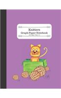 Knitters Graph Paper Notebook: An Adorable Purple Knitting Pattern Book with Yarn Surrounding Cat in Box, Ratio 2:3