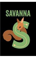 Savanna: Animals Coloring Book for Kids, Weekly Planner, and Lined Journal Animal Coloring Pages. Personalized Custom Name Initial Alphabet Christmas or Birt