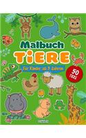 Malbuch Tiere ab 3 Jahren: 50 Tiere zum Ausmalen, vom Bauernhof, aus dem Urwald, aus dem Wald und aus dem Meer (Jumbo-Aktionsbuch für Kinder ab 2 Jahre, Kindergarten oder Schu