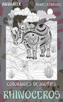 Coloriages de motifs - Lignes épaisses - Animaux - Rhinocéros