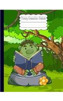 Primary Composition Notebook: Happy Troll Reading On A Rock School Story Specialty Handwriting Paper Dotted Middle Line(5 Primary Journal Grades K-2)