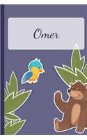 Omer: Personalized Notebooks - Sketchbook for Kids with Name Tag - Drawing for Beginners with 110 Dot Grid Pages - 6x9 / A5 size Name Notebook - Perfect a