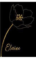 Elaine: Personalized Writing Journal for Women - Elegant Black and Gold