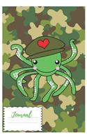 Journal: Cute Octopus Notebook/Journal for Kids Animal Lovers to Write in (6x9 Inch.) Journal Paper 120 Blank Pages for Children (Green&camouflage Pattern)