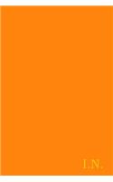 I.N.: Gold on Dark Orange Fashion Color Monogram Personalized Notebook with Two Initials. Matte Soft Cover Professional Style With120 Blank Lined Pages