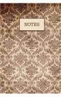 Brown Damask Design Notes Journals: (Notebook, Diary, Blank Book)