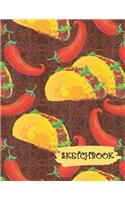 Sketchbook: Tacos & Red Peppers Fun Framed Drawing Paper Notebook