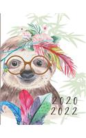 2020-2022 3 Year Planner Sloth Watercolor Monthly Calendar Goals Agenda Schedule Organizer: 36 Months Calendar; Appointment Diary Journal With Address Book, Password Log, Notes, Julian Dates & Inspirational Quotes