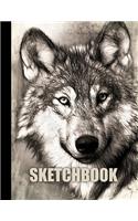 Sketchbook: Wolf Cover Design - White Paper - 120 Blank Unlined Pages - 8.5" X 11" - Matte Finished Soft Cover