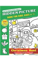 Hidden Picture Book for Kids Ages 4-8, Christmas Hunt Seek And Find Coloring Activity Book
