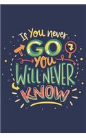 If you never go you will never know: If you never go you will never know Inspirational Journal - Notebook to Write In for Men - Women - Lined Paper - Motivational Quotes Journal (Inspir