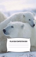 Polar Bear Composition Book: Notebook Wide Ruled Notepad Animal Ice with Night Sky & Moonlight Diary Practice Journal Organizer: Adults Kids Youth: University, High School, Kind