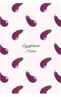 Eggplant Notes: 6"x9" Notebook Watercolor Texture Design Vegetable Food Ingredient Pattern Cover. 108 Blank Lined Pages Matte Softcover Note Book Journal