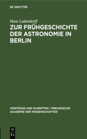Zur Frühgeschichte Der Astronomie in Berlin