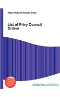 List of Privy Council Orders