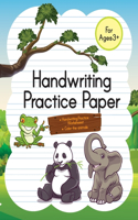 Handwriting Practice Paper: Kindergarten Writing Paper with Lines and Color The Animals for Kids ABC