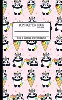 Composition Book Cute Panda Cursive Writing Paper