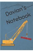 Davian's Notebook: Heavy Equipment Crane Cover 6x9" 200 pages personalized journal/notebook/diary