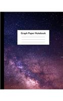 Graph Paper Notebook: 5 x 5 squares per inch, Quad Ruled - 7.5 x 9.25 - Milky Way Galaxy in Space - Math and Science Composition Notebook for for Children, Kids, Girls, T