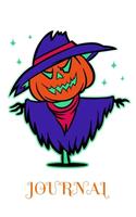 Journal: Spooky Scarecrow, 6" x 9" Journal, 120 lined pages, White Background