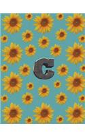 C: Monogram Initial C Notebook Journal for Women, Girls Sunflowers 8.5 x 11: Journal, Log Book, Diary, Creative Writing, School, Poetry, Book Lover, Pl