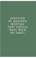 Survivor of Another Meeting That Should Have Been an Email: Lined Journal/Diary for Everyday Office Use Sage Green