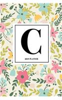 C: Monogram Personalized Letter - A 6x9 Inch Matte Softcover 2019 Weekly Diary Planner with 53 Pages and a Beautiful Floral Pattern Cover