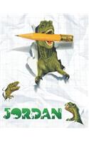 Jordan: Personalized Dinosaur Sketchbook For Boys. 8.5"x11" 110 Pages. Doodle, Draw, Sketch, Create, Dino!