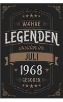 Wahre Legenden wurden im Juli 1968 geboren: Vintage Geburtstag Notizbuch - individuelles Geschenk für Notizen, Zeichnungen und Erinnerungen - liniert mit 100 Seiten