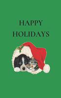 Happy Holidays: Christmas Greetings Dog And Cat Journal Keepsake, Xmas Holiday Ruled Notebook To Write Or Draw In