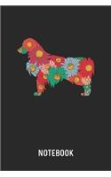 Notebook: Blank & Dotted Golden Retriever Flowers Journal (6" x 9") For Every Dog Owner And Gardener