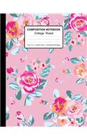 Composition Notebook College Ruled 8.5x11 In 21.59x27.94 50 Sheets/100 Pages: Cute Pink Roses Notebook Lined Journal for School, College And Home Schooling