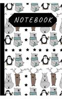 Notebook: Cute Penguin, Deer and Bear, Lined 120 Pages Writing Notes, Children's Journal Boys and Girls
