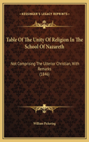 Table Of The Unity Of Religion In The School Of Nazareth: Not Comprising The Ulterior Christian, With Remarks (1846)