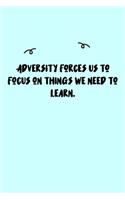 Adversity forces us to focus on things we need to learn. Journal