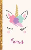 Genesis: Genesis Unicorn Personalized Black Paper SketchBook for Girls and Kids to Drawing and Sketching Doodle Taking Note Marble Size 8.5 x 11