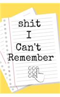 Shit I Can't Remember Password A beautiful: Lined Notebook / Journal Gift, 120 Pages, 6 x 9 inches, Personal Diary, Personalized Journal, Customized Journal, The Diary of, First names, Diary t