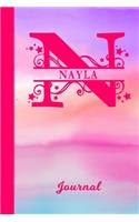 Nayla Journal: Personalized Custom First Name Personal Writing Diary - Cute Pink & Purple Watercolor Effect Cover - Daily Journaling for Journalists & Writers for 