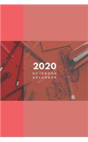 2020 Lined Notebook & Planner, Soft Cover 6x9 College Ruled, Red