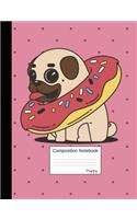 Puppy Composition Notebook: Wide Ruled Journal for Girls, Boys and Teens, for Students and Teachers, for School and Work, Journaling and Writing, lovely Dog with Donut, Animal 