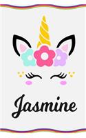 Jasmine: Personal Notebook Personal Diary Unicorn Notebook Personalized Journal Customized Journal Unicorn Lover Gift Personal Name Notebook