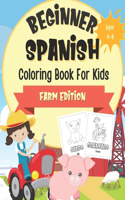 Beginner Spanish Coloring Book For Kids Ages 4-8